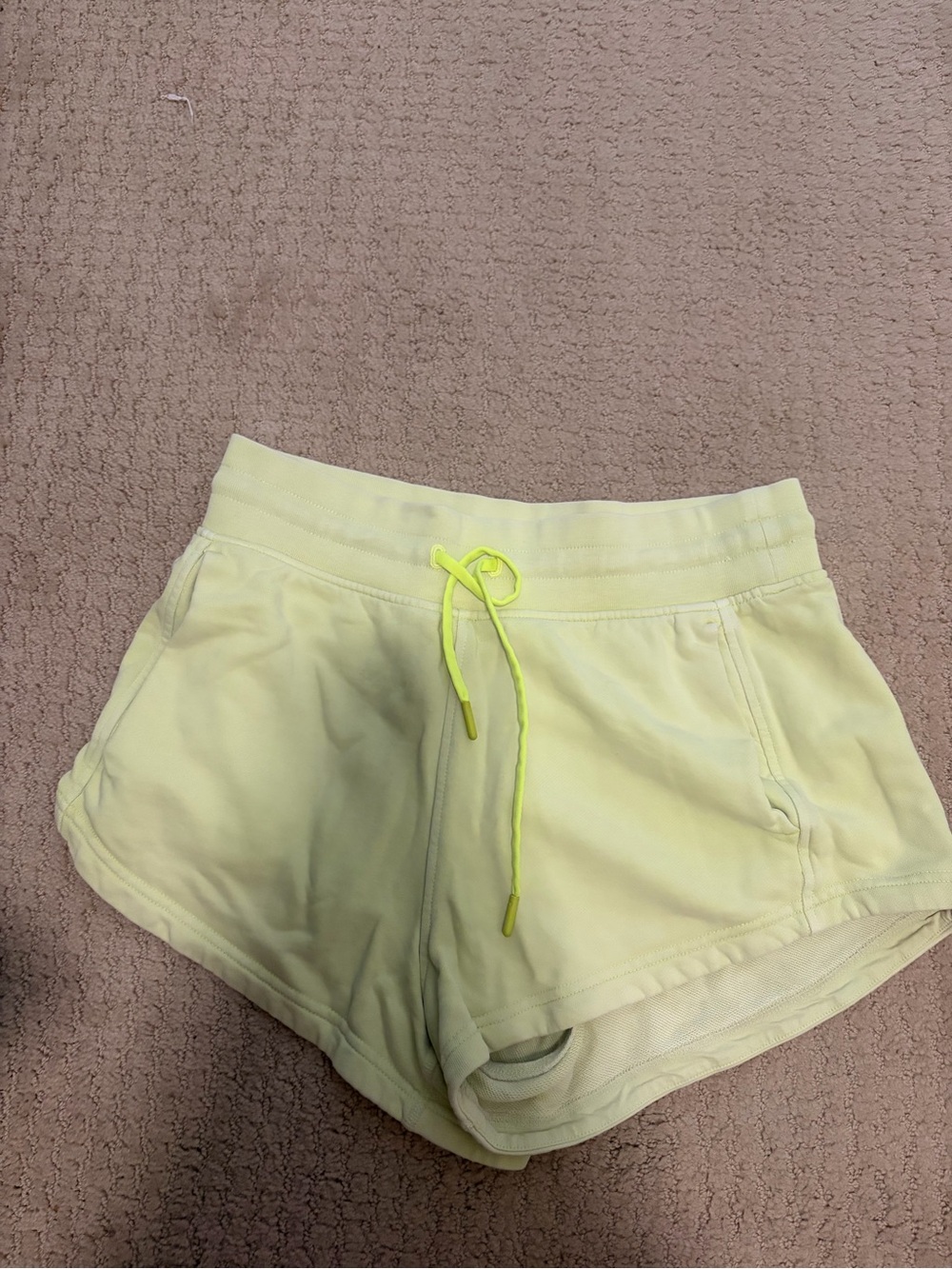 lululemon athletica Light Yellow Drawstring Athletic Shorts